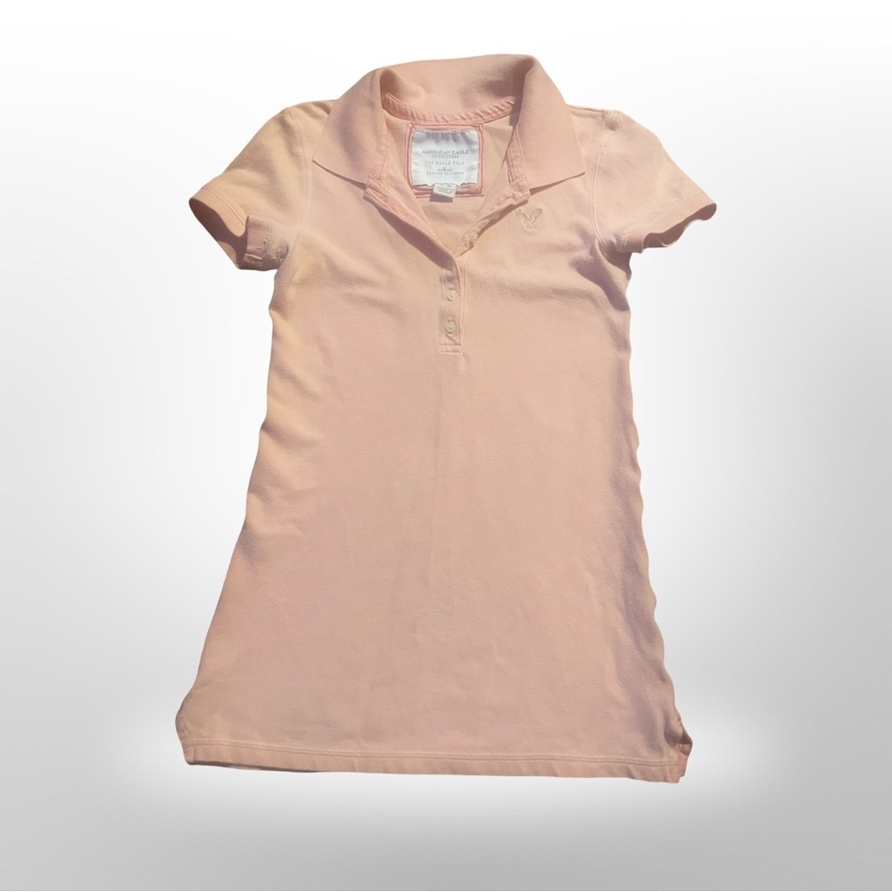 American Eagle Outfitters Peach Polo Shirt y2k